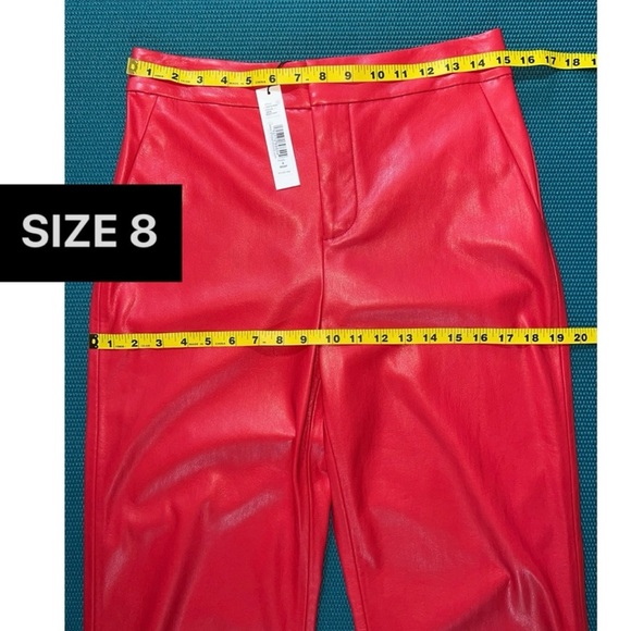 NWT Alice + Olivia Deanna Vegan Leather High Waisted Red Bootcut Pant - Picture 7 of 11